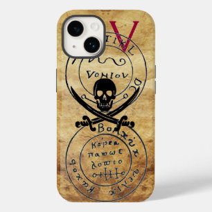 ANTIQUE PIRATES TREASURE MAP ,SKULL AND SWORDS iPhone 14 CASE