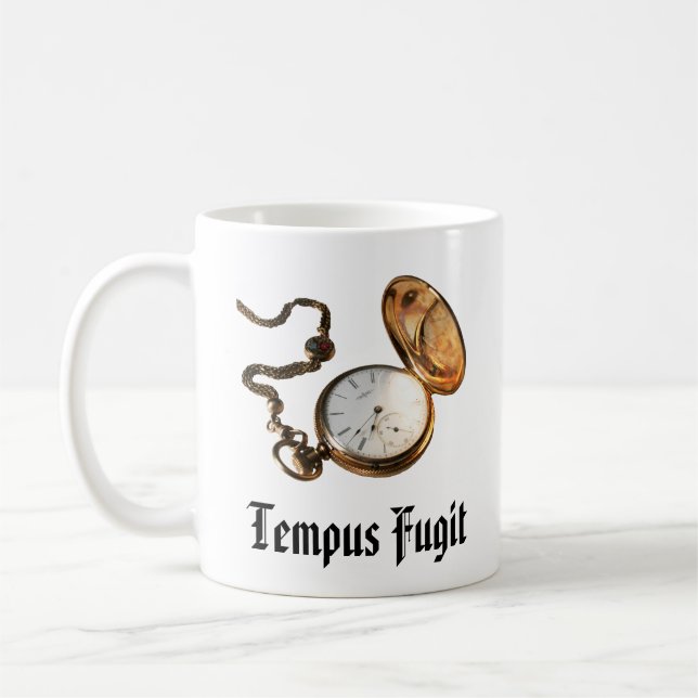 Antique Pocket Watch Tempus Fugit Mug (Left)