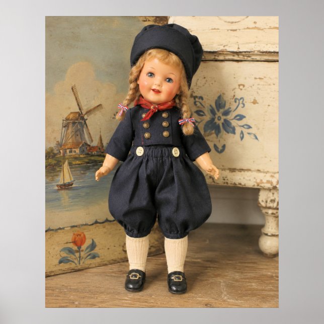Antique porcelain doll in a Dutch setting Poster (Front)