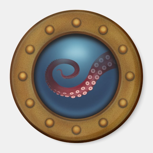 Antique Porthole with View of Deep Sea Creature Magnet (Front)