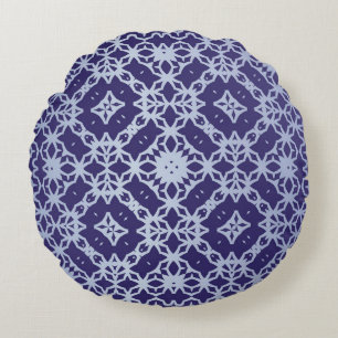 Antique portuguese azulejo ceramic. Graphic design Round Cushion