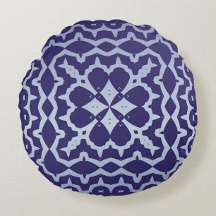 Antique portuguese azulejo ceramic. Graphic design Round Cushion