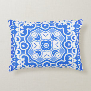 Antique portuguese azulejo ceramic. Vintage seamle Decorative Cushion