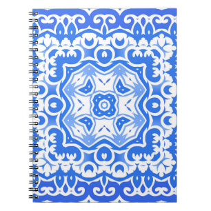 Antique portuguese azulejo ceramic. Vintage seamle Notebook