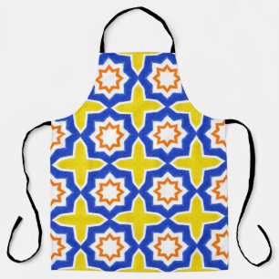 Antique portuguese tiles. Blue and yellow Azulejos Apron