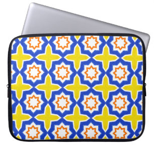 Antique portuguese tiles. Blue and yellow Azulejos Laptop Sleeve