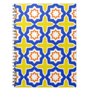 Antique portuguese tiles. Blue and yellow Azulejos Notebook