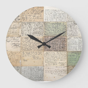 Antique Postcards French Vintage Background Large Clock