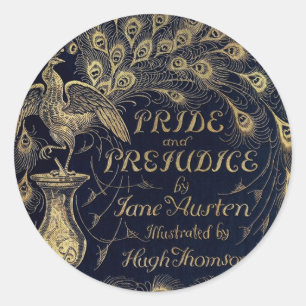 Antique Pride and Prejudice Peacock Edition Cover Classic Round Sticker