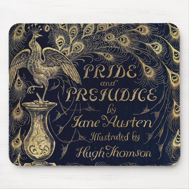 Antique Pride and Prejudice Peacock Edition Cover Mouse Pad (Front)