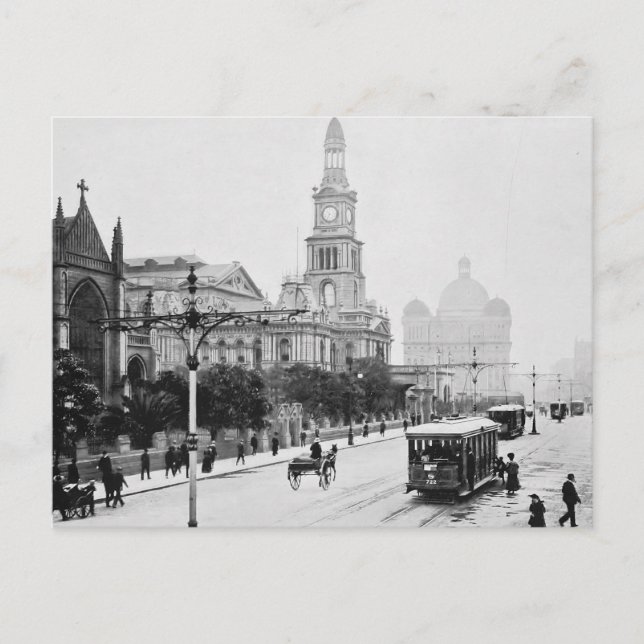Antique print George St Sydney Australia c1898 Postcard (Front)