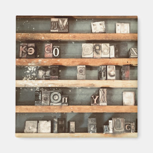 antique printing block stamps magnet