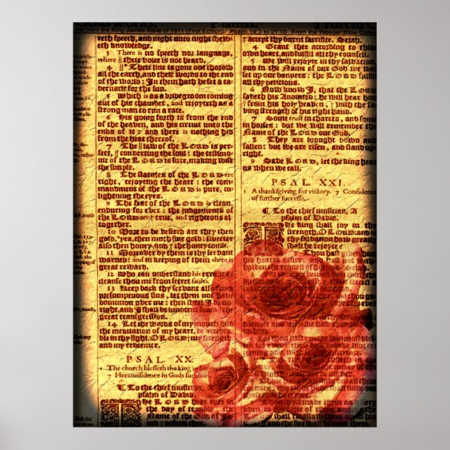 Antique Psalms & Roses Print (Front)