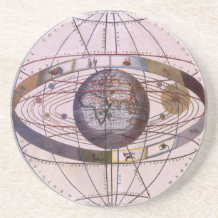 Antique Ptolemaic Solar System, Andreas Cellarius Coaster