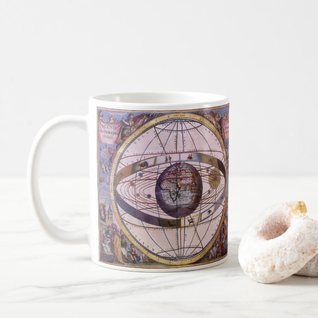 Antique Ptolemaic Solar System, Andreas Cellarius Coffee Mug (With Donut)