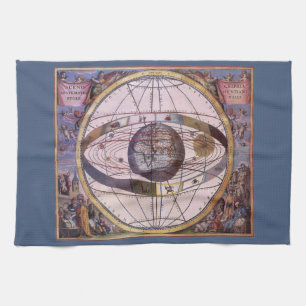 Antique Ptolemaic Solar System, Andreas Cellarius Tea Towel