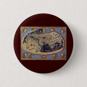 Antique Ptolemaic World Map, Johannes of Arnsheim 6 Cm Round Badge