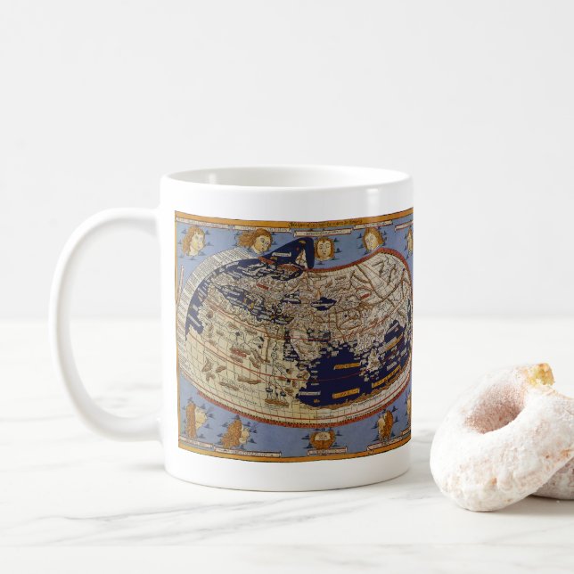 Antique Ptolemaic World Map, Johannes of Arnsheim Coffee Mug (With Donut)