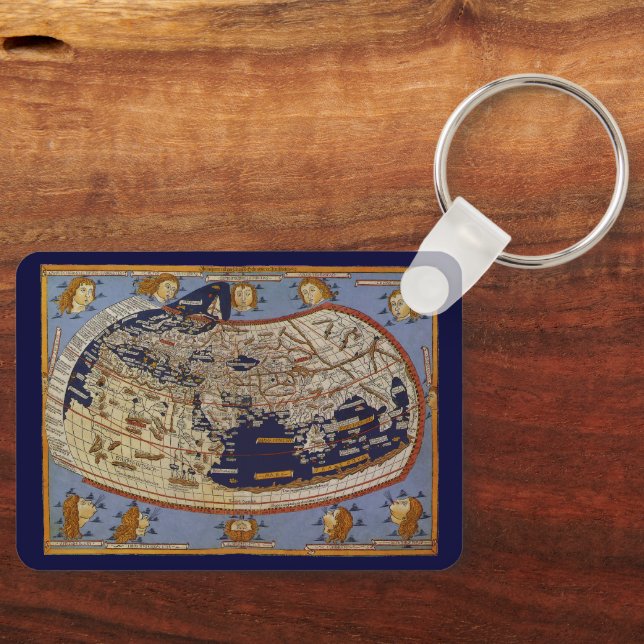 Antique Ptolemaic World Map, Johannes of Arnsheim Key Ring (Front)