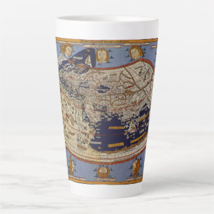 Antique Ptolemaic World Map, Johannes of Arnsheim Latte Mug