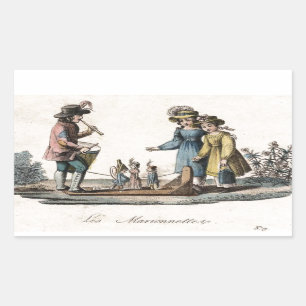 Antique Puppet Children Show Dance Rectangular Sticker