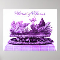 ANTIQUE PURPLE CHARIOT OF SWANS AND CUPCAKES