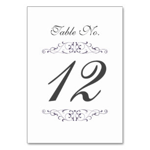Antique Purple Flourish Wedding Table Number Card