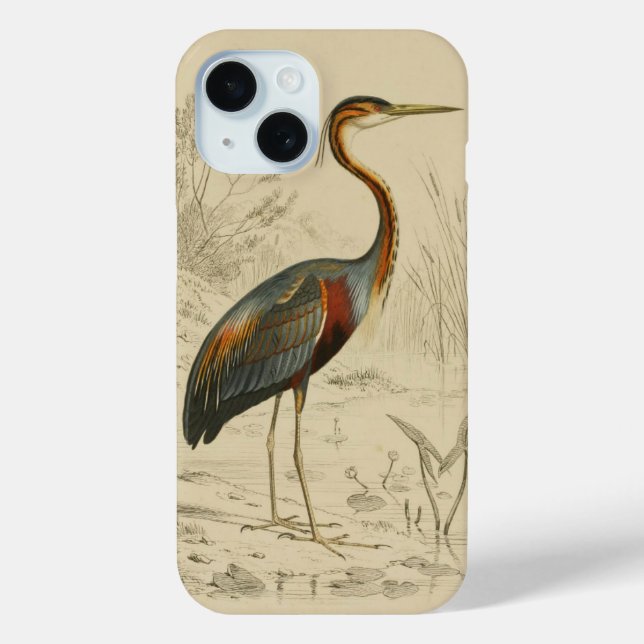 Antique Purple Heron Travies Edouard Print Case-Mate iPhone Case (Back)