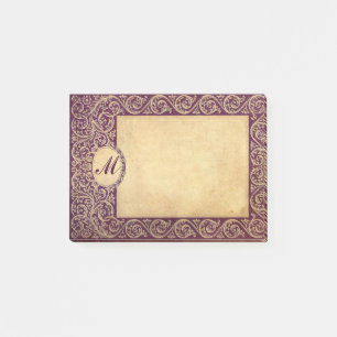 Antique Purple Monogram Paper Post-it Notes