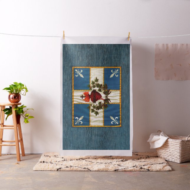Antique Quebec Flag Sacred Heart Carillon Fabric (In Situ)