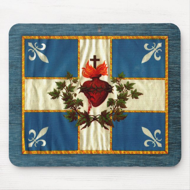 Antique Quebec Flag Sacred Heart Carillon Mouse Pad (Front)
