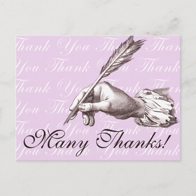 Antique Quill Point Pen Writes a Thank You Note! Postcard (Front)