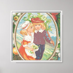 Antique Quirky Valentine, Victorian Era, 1874 Canvas Print