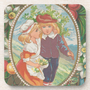 Antique Quirky Valentine, Victorian Era, 1874 Coaster
