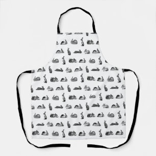 Antique Rabbits Vintage Bunny Art CUSTOM BG COLOR Apron