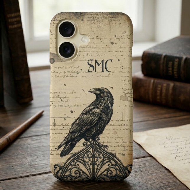 Antique Raven and Vintage Script Dark Academia (Antique raven and vintage script dark academia case phone case)