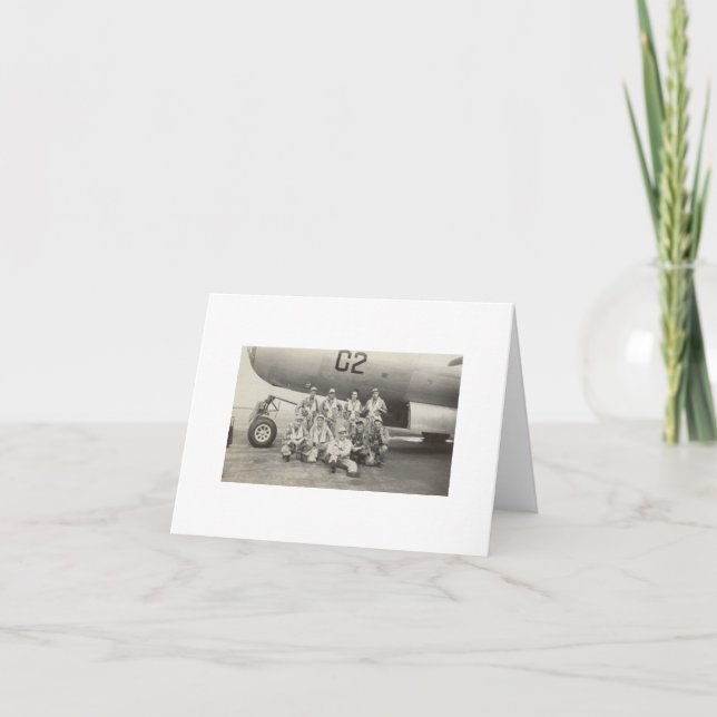 Antique Real Photo WWII B-29 Bomber Crew Note Card (Front)