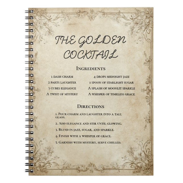 Antique Recipe Border with Parchment Texture Notebook (Front)