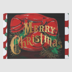 Antique Red Christmas Telephone Gift Tissue Paper
