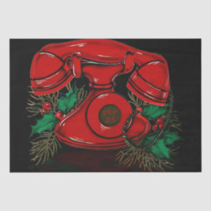 Antique Red Christmas Telephone Gift Tissue Paper