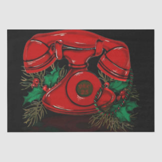 Antique Red Christmas Telephone Gift Tissue Paper