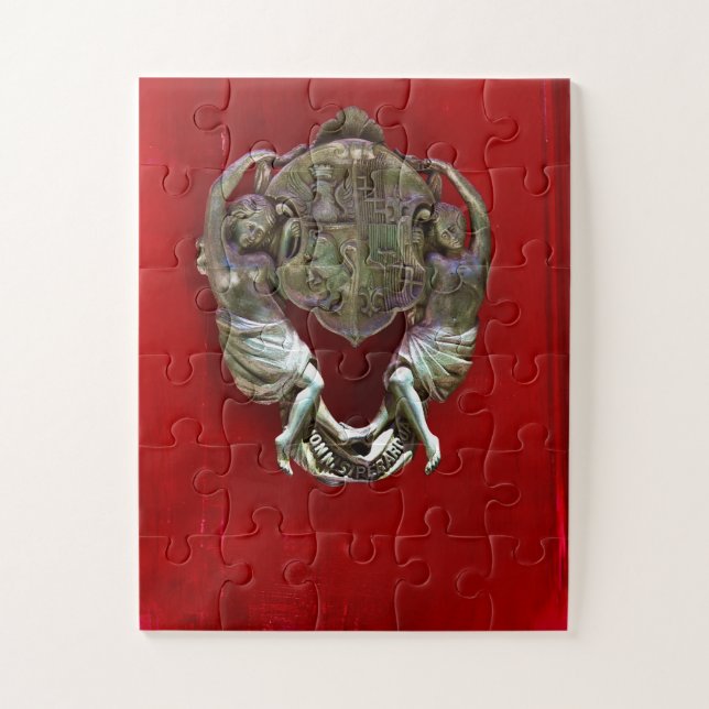 Antique Red Door Knocker | Malta Architecture Jigsaw Puzzle (Vertical)