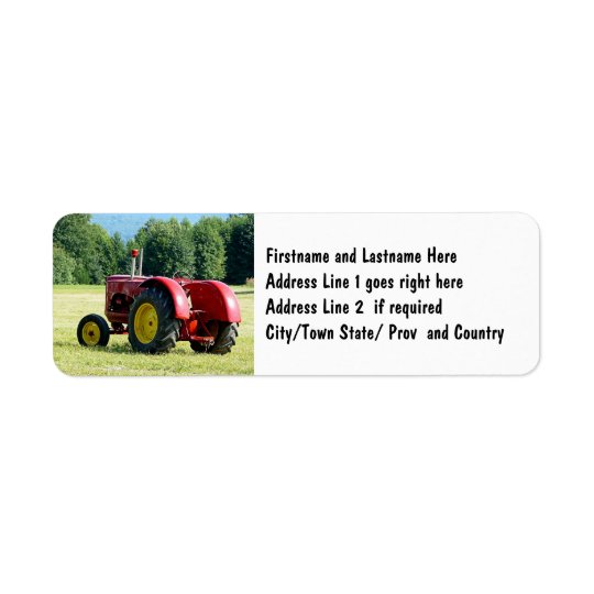 Antique Red Farm Tractor Return Address Label