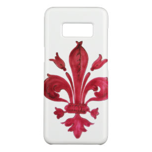 ANTIQUE RED FLEUR DE LIS IN WHITE Heraldic Floral  Case-Mate Samsung Galaxy S8 Case