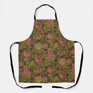 Antique Red Floral and Grapes Botanical Pattern Apron