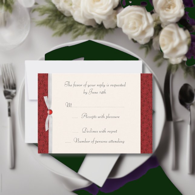 Antique Red Florentine RSVP Card (Creator Uploaded)