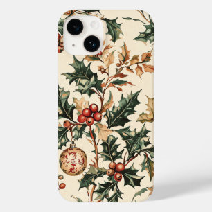 Antique Red Green Holly Bronze Ornament Winter Case-Mate iPhone 14 Case