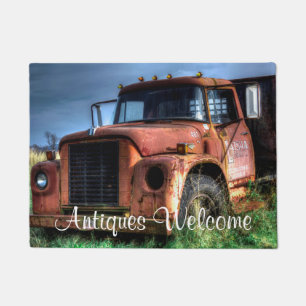 Antique Red International Pickup Truck Doormat