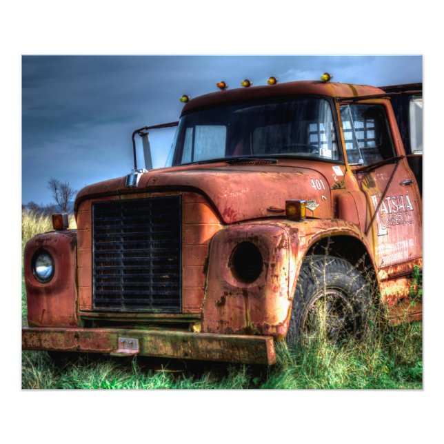 Antique Red International Pickup Truck Photo Print (Front)