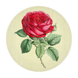 Antique Red Rose  Cutting Board